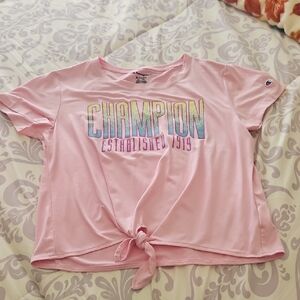 Champion Girls Stretchy Top Pink Yellow Blue Ties At Bottom XL 14/16 Soft Comfy